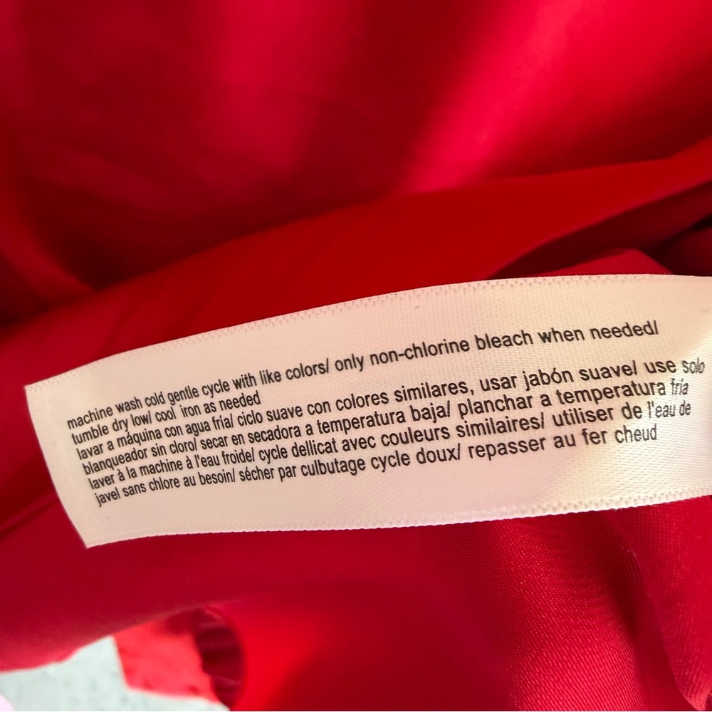 ELOQUII Satin Blouse Size 16 Balloon Sleeve Tie Back Red Holiday Party Top Plus - Picture 4 of 16